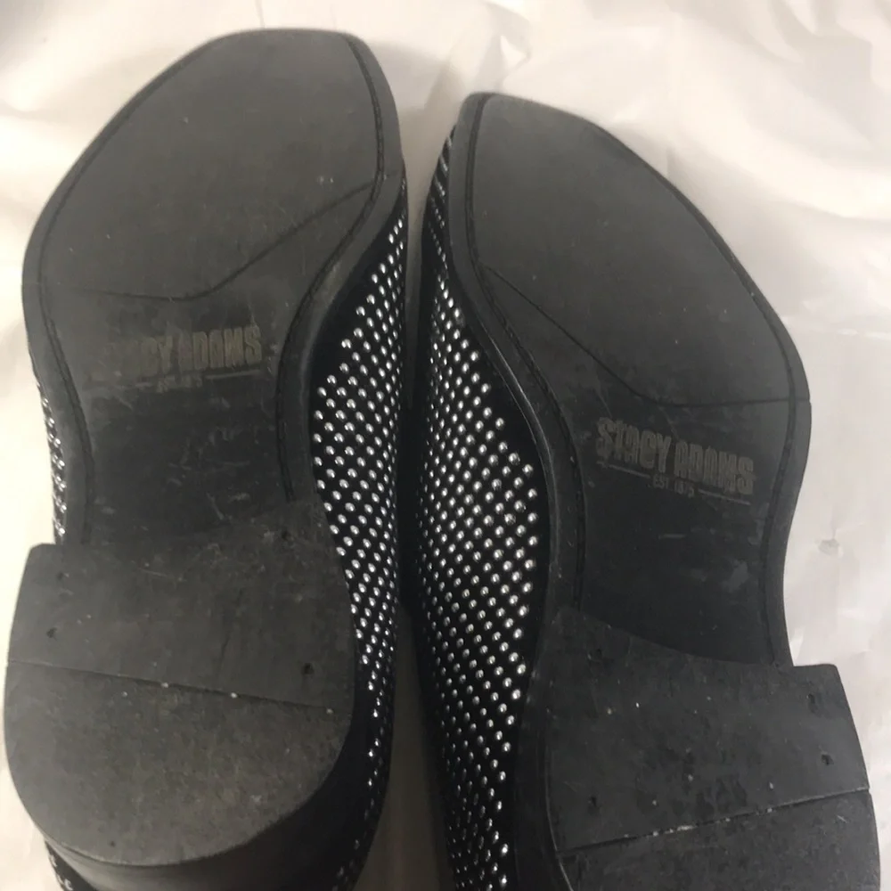 Stacy Adams Men's Black Swagger Silver Studded Slip On Lux Dress Loafers